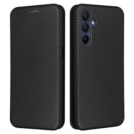 SKALO Samsung A16 Carbon Fiber Lompakkokotelo - Musta