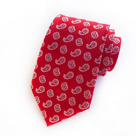 Ny klassisk herr paisley silke slips slips, röd