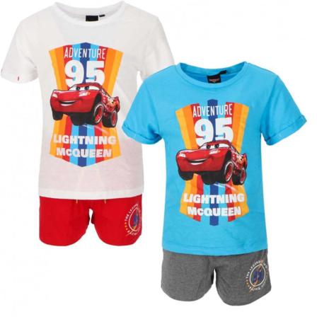 Disney Cars 2 Delat Set - T-shirt & Shorts / Kortärmad Pyjamas White 8 År /128 Cm Vit