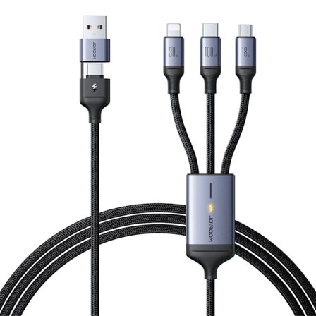 Joyroom 6-in-1 USB-A/USB-C to Lightning/USB-C/Micro USB cable 100W, 1.5 m