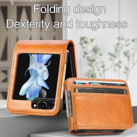 Samsung Galaxy Z Flip5 Plånboksfodral med korthållare brun brun