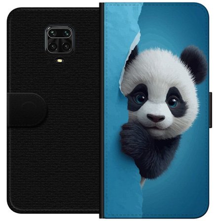 Kompatibelt Lommeboketui til Xiaomi Xiaomi Redmi Note 9 Pro Søt panda som ser ut gjennom papir i en myk 3D-illustrasjon