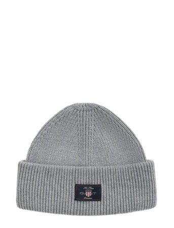 GANT Cotton Blend Ribbed Beanie - Grey - ONE SIZE