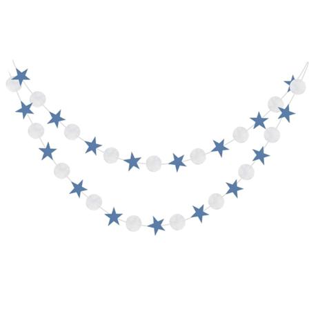 Stjernepapirgirland, Glitrende Stjerne Bunting Banner Hengende Dekorasjon for Bryllup Bursdag Jubileum Fest Hjem Festival Dekorasjon Blue, White