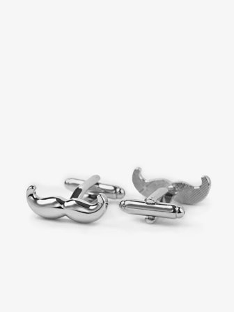 John Henric Men's Boutons de manchette argentés Moustache Size Onesize