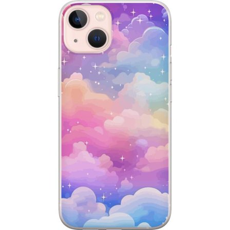 Kompatibelt Mobildeksel til Apple iPhone 13 Søt enhjørning med regnbuefarget hår mot en stjernebelagt pastellbakgrunn i kawaii-stil