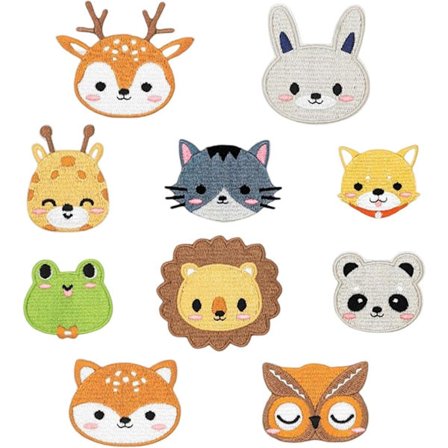 10 stk. broderiplaster til tøj, tegneserie dyr applikation Iro