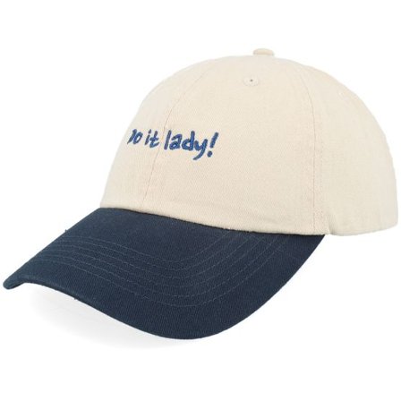 Iconic - Beige unconstructed Keps - Do It Lady Washed Stone/Navy Dad Cap @ Hatstore