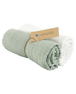 Muslinwrap/filt 70x70cm 2-pack Grön - Borganäs of Sweden