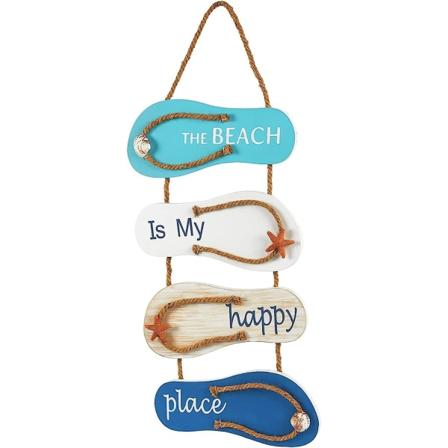 Strandschild veggdekor: Dette flip-flop-hengende ornamentet vil være det perfekte tilskuddet til enhver kyst- eller nautisk stranddekorasjon for hjem,