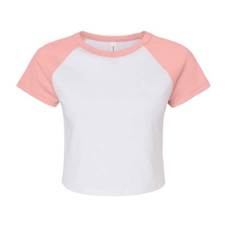 Bella + Canvas Dam/Dam Raglan Beskuren T-shirt XL Vit/Rosa