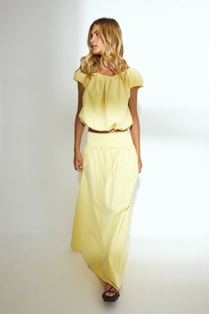 Lydia Tomlinson x NA-KD Flowy Maxi Skirt - Lange nederdele - Gul - EU 40