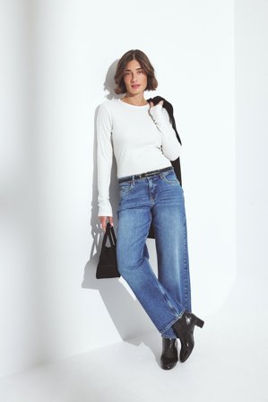 NA-KD Jean cheville à taille mi-haute - Jeans taille mi-haute - Bleu - EU 38