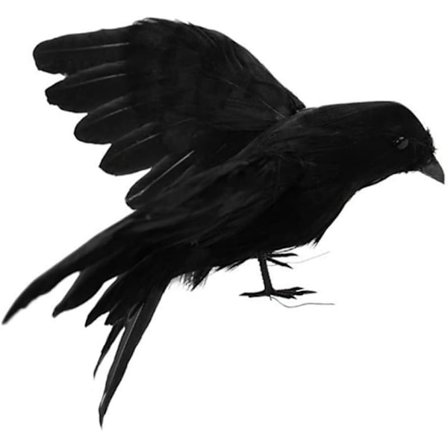 1 stk kunstig kråke Halloween simulert kråke simulert ravn realistisk Halloween festdekorasjon gård hagedekorasjon (30 cm, med W