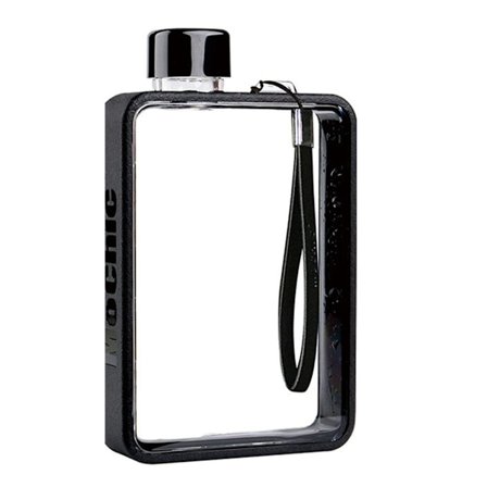 Flat vannflaske Reiseflaske Bærbar Reisekrus BPA-fri A5 Svart