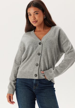 GANT Superfine Lambswool Cardigan Grey Melange Klær