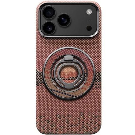 Mobilskal till iPhone 17 MagSafe Kevlar Metal Ring - Sun Röd