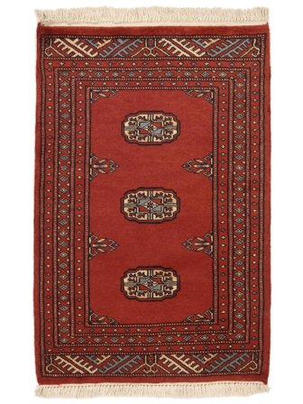 Håndknyttet Pakistan Bokhara 2Ply 64X97 Uldtæppe Mørkerød/Sort Lille