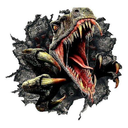 Trasig Vägg 3D Dinosaurie Väggdekal Mark Bakgrund Väggdekorationsdekal