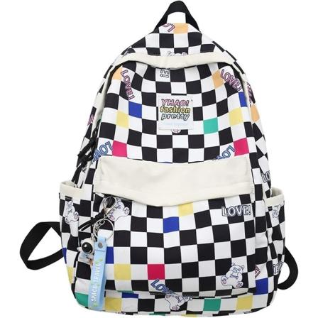 Ruudullinen reppu Gingham koululaukut Takaisin kouluun -tarvikkeet opiskelijoille (monivärinen)