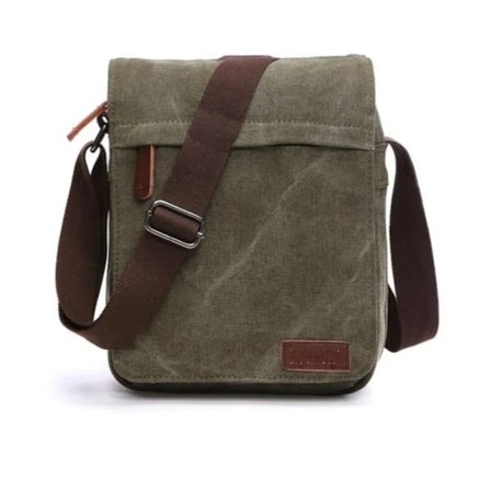 Sporty crossbody-veske i canvas og lær
