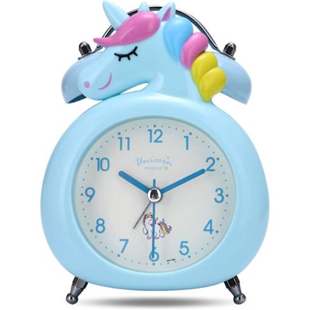 Pink Unicorn Analog Alarm Clock til Børn Morgen Stille Gør