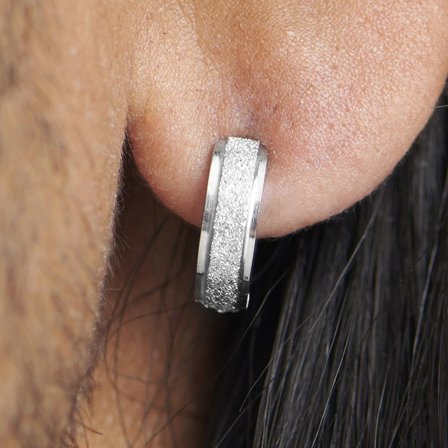 Sentio | Pendiente de clip de acero inoxidable cepillado para hombres - Pendientes de clip