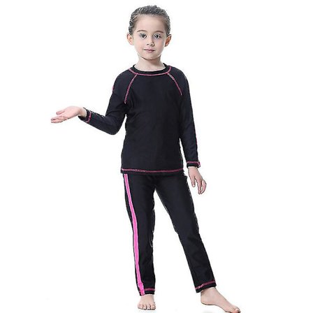 Jenter Muslimsk Badebekledning Langermet Badedrakt Strandklær Med Badehette