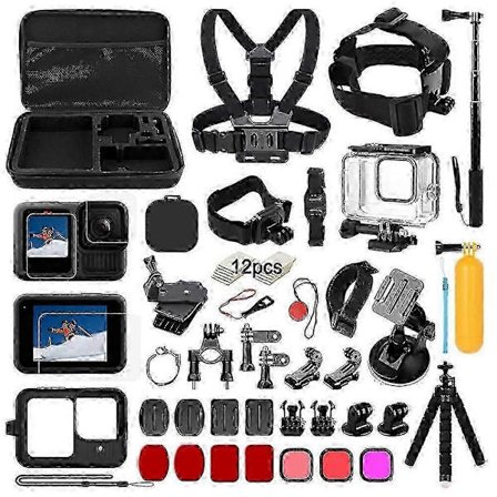 For GoPro Hero 13 Black Vanntett Etui Bryststropp Herdet Glass Skjermbeskytter Med Selfie