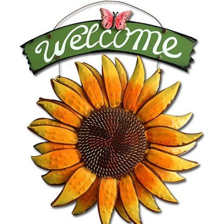 Håndverk Vintage Metall Sommerfugl Solsikke Velkommen Skilt Foran Dør Henge Dekor Utendørs Dekorativ Krans Dør Veranda Bar