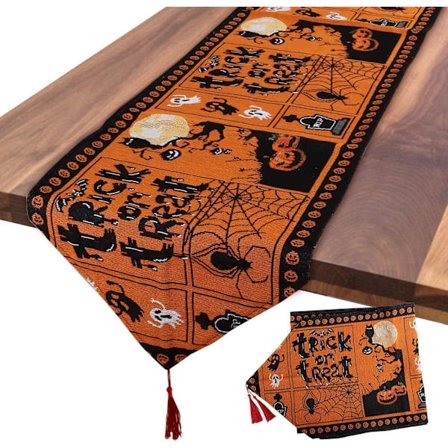 1st Letter Tassel Runner Dukar, Halloween Bordslöpare, för