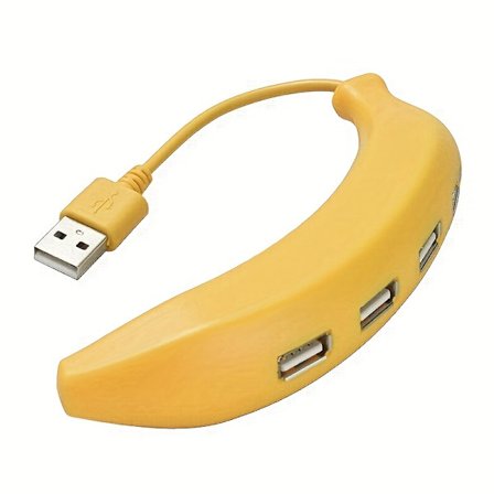 1 stk 4-i-1 Ban HUB - Bedårende bananformet USB-hub med 4 porter, egnet for mus