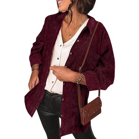 Damer Enfärgad Button Down Tunika Skjorta Långärmad Blus