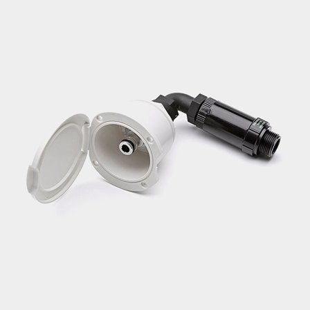 Färskvatten intag vinklad anslutningskoppling. Vit