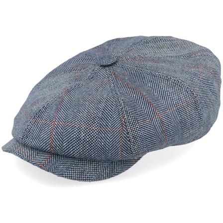 Stetson - Ble flatcap Czapka Z Daszkiem - Hatteras Silk Blue Herringbone Flat Cap @ Hatstore
