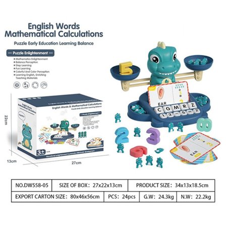 Dinosaur Math Balance Toy For Boys And Girls - Montessori Matching Letter Toy For Kids 3 Year Olds, Educational Kindergarten Preschool Early Learning