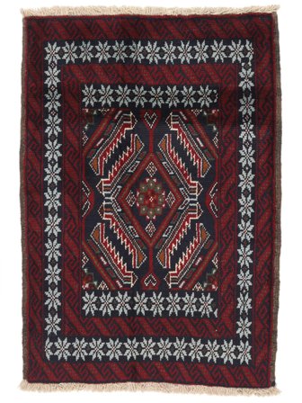 Beluch Vloerkleed Oosters Zwart/Donkerrood (Wol, Perzië/Iran)