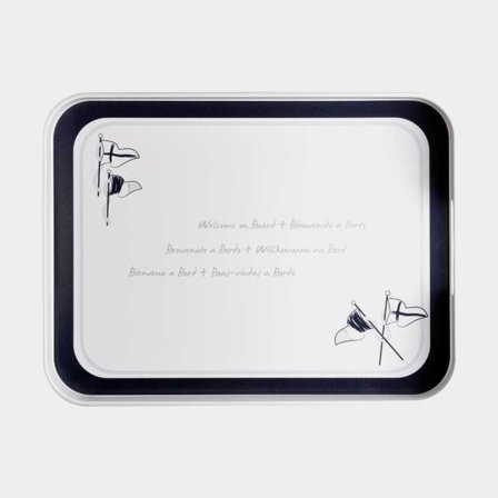Dienblad in melamine Marine Business Welcome On Board, non-slip, wit/blauw, 30 x 40 cm