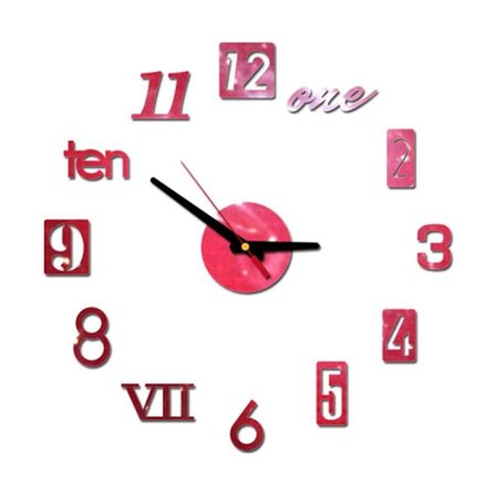 3D Veggklokke Digital Klokke RØD RØD