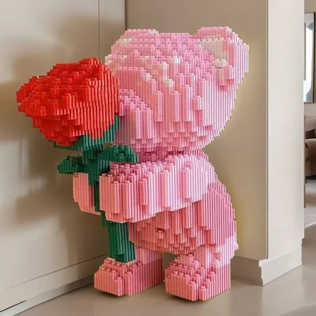 3856-bitars Byggkloss Set Rosbjörn, Romantisk Björn som Håller Rosor, Lämplig som Gåva, Utmärkt Val för Par och Föräldrar