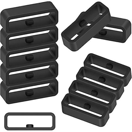 6 st gummiringrem, silikonremhållare (22 mm bredd, svart)(12 st)
