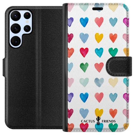 Yhteensopiva Lompakkokotelo Samsung Samsung Galaxy S24 Ultra Cactus and Friends - Watercolor Love Grid