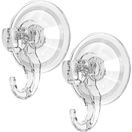 2 stk Sugekoppkroker, Klar Gjenbrukbar Kraftig 3KG Vakuumsugekoppkroker, Plast Sugekopphengere Vakuum Sømløs Sugekoppkrok for Bad Kjøkken -Y Trans...