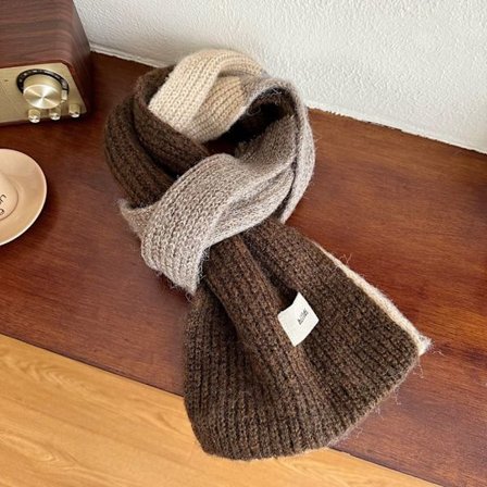 Farve Kontrast Tørklæde Strikkede Tørklæder KAFFE