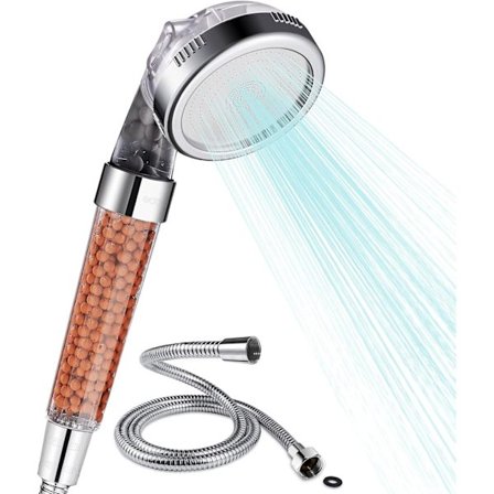 Duschmunstycke med Slang, Filterfiltrering, 3 Lägen, Högtryck Vattenbesparande Spray, Handhållna Duschmunstycken för Torr Hud & Hår