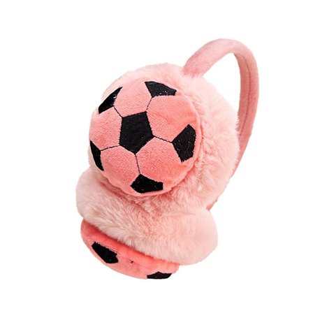 Børns søde fodbold vinter ørevarmere varme fuzzy faux pels ørevarmere termisk plys ørevarmer pandebånd til piger drenge, lyse rød