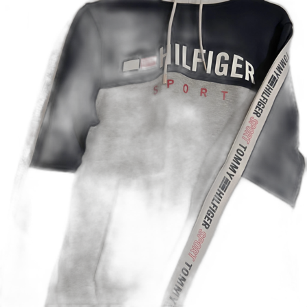 Grå och marinblå hoodie från Tommy Hilfiger