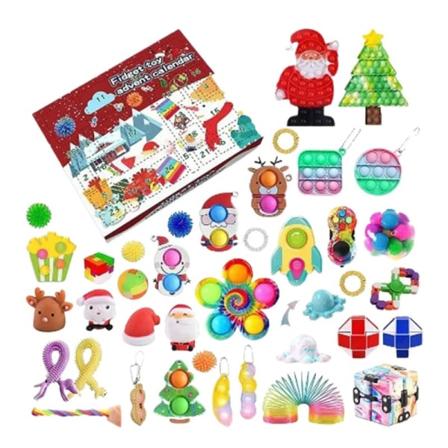 24 päivää / set Fidget Toys Joulun adventtikalenteripaketti Stressintorjuntalelusarja Stress relief Figet-leluverholaatikko Lasten joululahja style 18