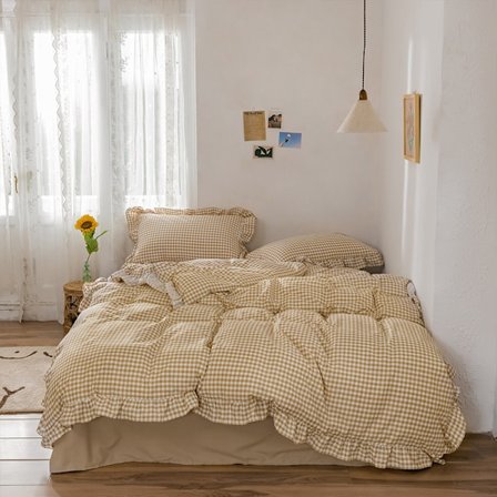 Neljän osan pitsi vuodehame, päiväpeitto ja tyynyliina setti