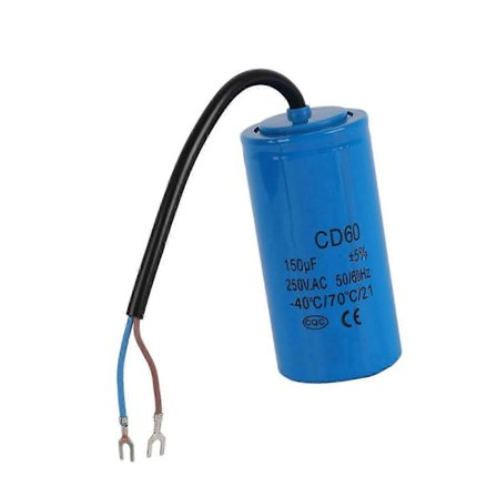 Driftskondensator 150uF 250V AC 50/60Hz med ledning for motorluftkompressor